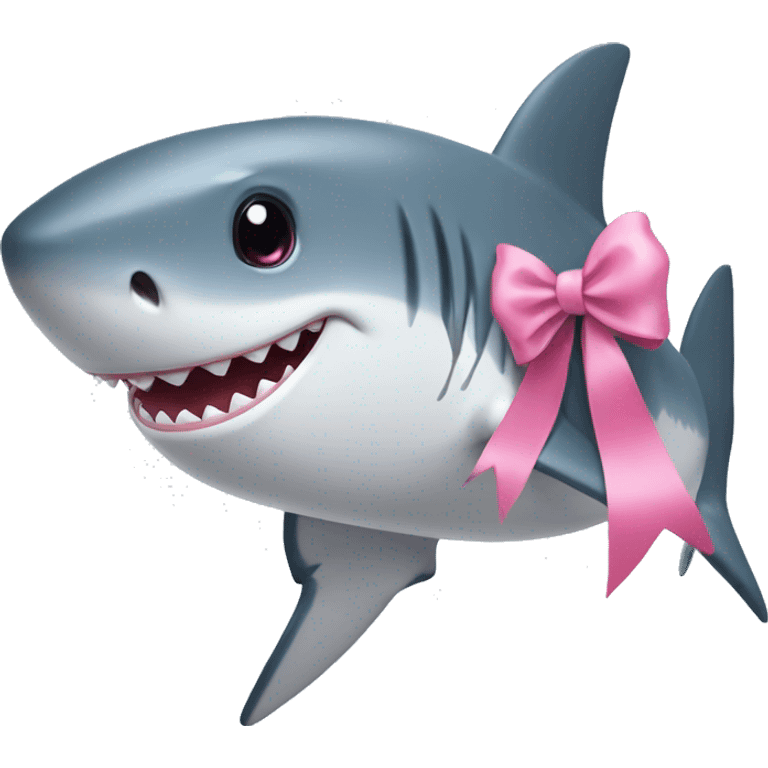 Shark with cute pink bow emoji