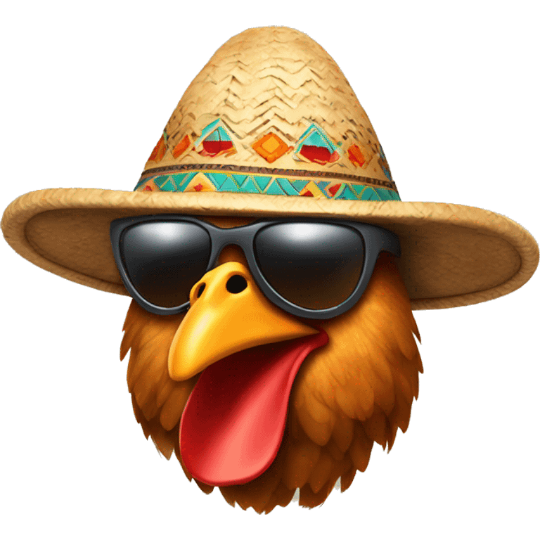 Chicken tigh with sunglasses and indian hat emoji