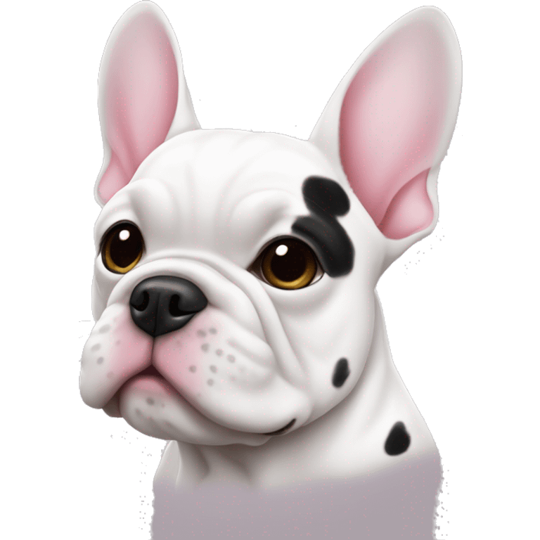 a white frenchie with grey spots and a pink nose with small black spots emoji