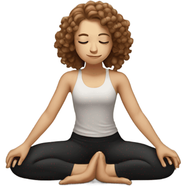 White girl curly light brown hair doing crow pose yoga  emoji