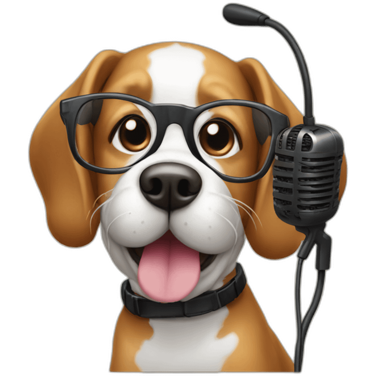 Dog-with-glasses-and-microphone-type-podcast emoji