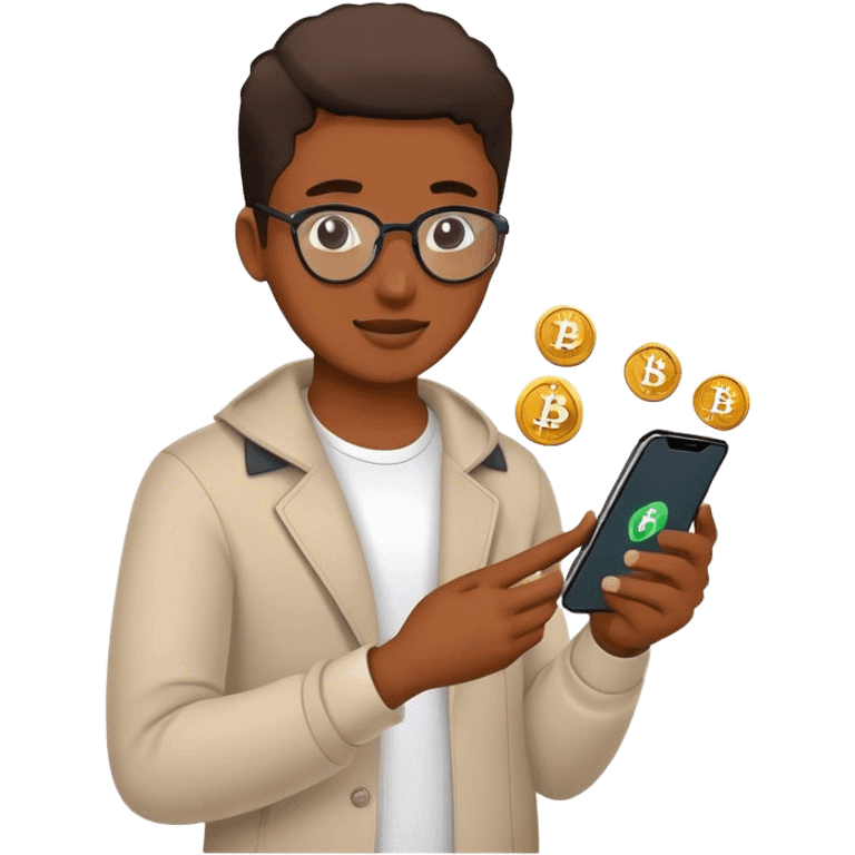 Crypto Coins on the phone emoji