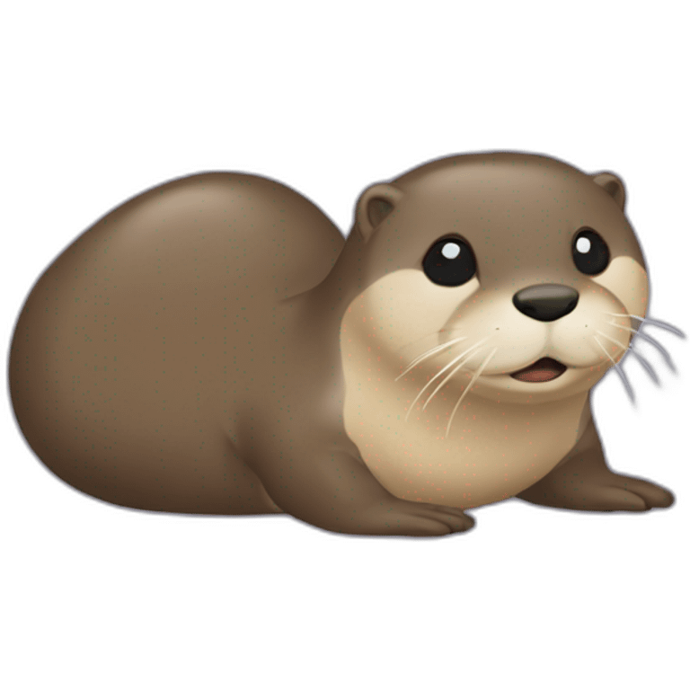 Une loutre qui dense sur le dos d'un hypopotam emoji