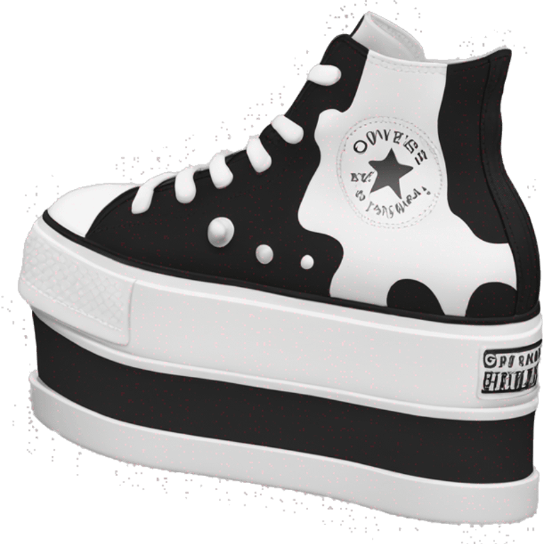 Black and white platform converse platform shoes emoji