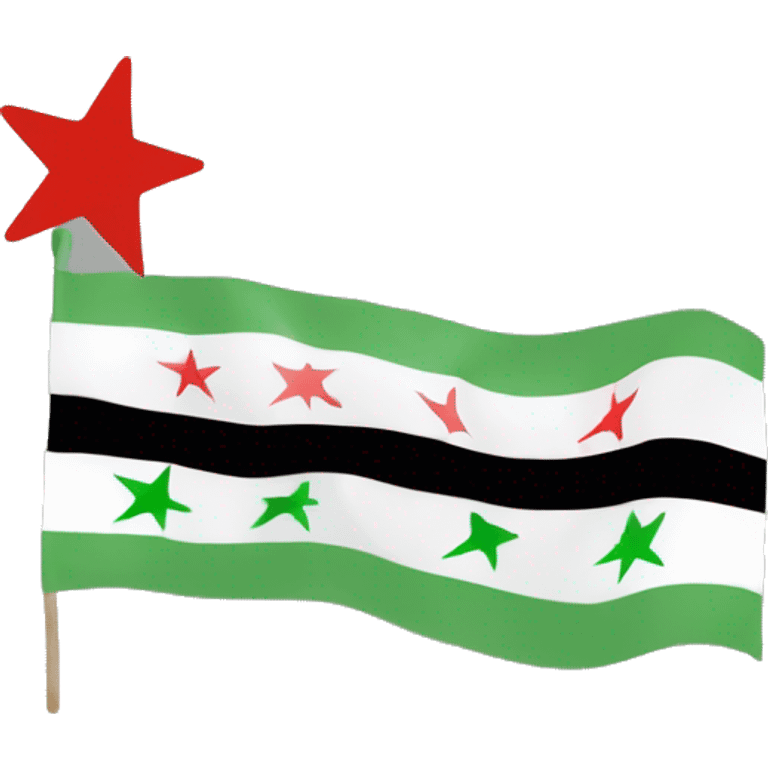 syrian opposition flag, top is free, middle is white with 3 red stars, bottom is black emoji