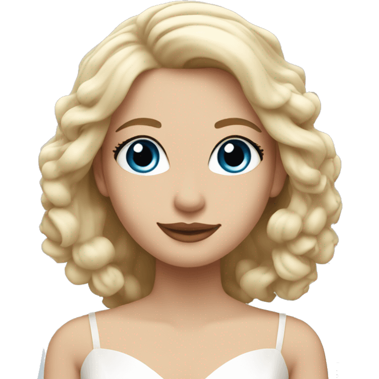 Bride with shoulder length blonde hair and blue eyes emoji