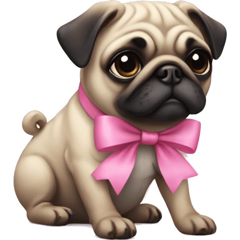 Pug with pink bow emoji