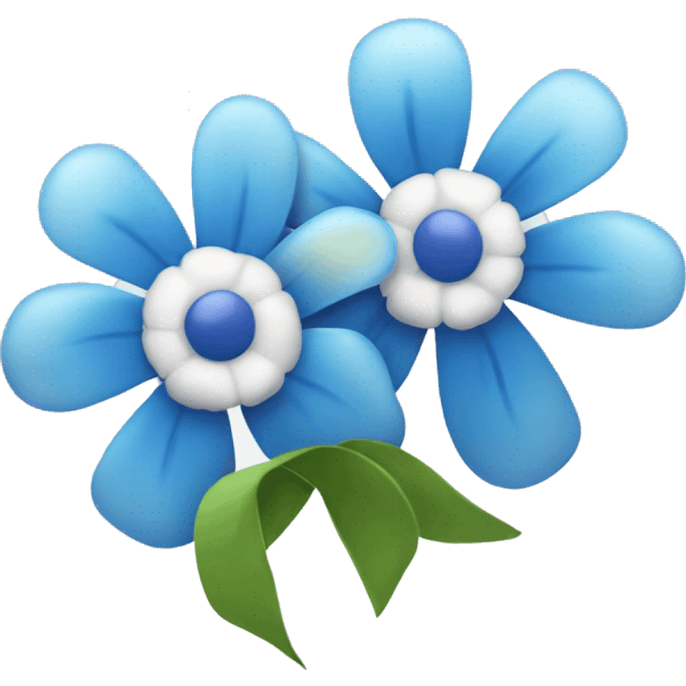 Two Blue and white flowers with cute ribbon on it emoji