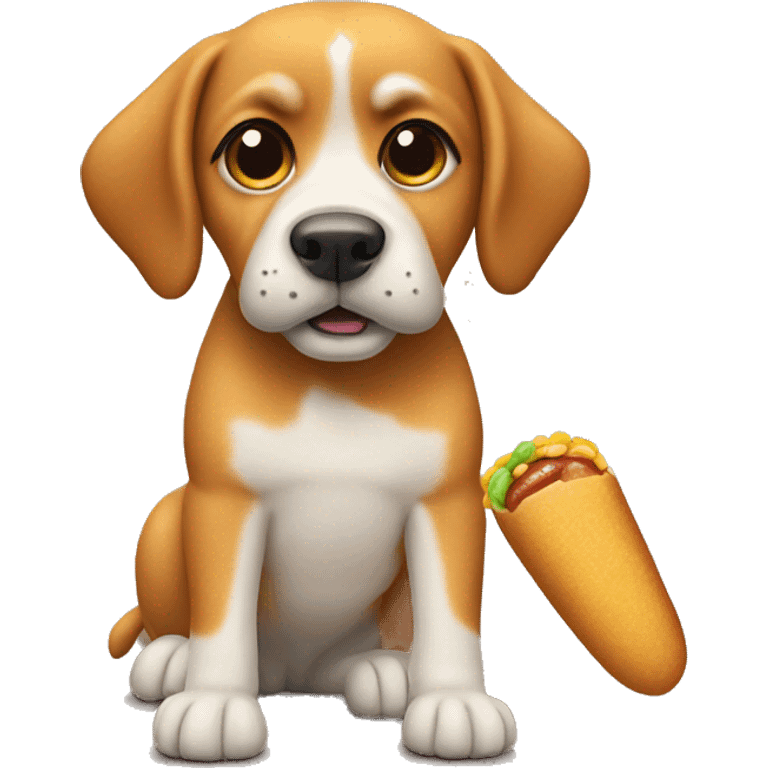 Dog with corn dog as the body emoji