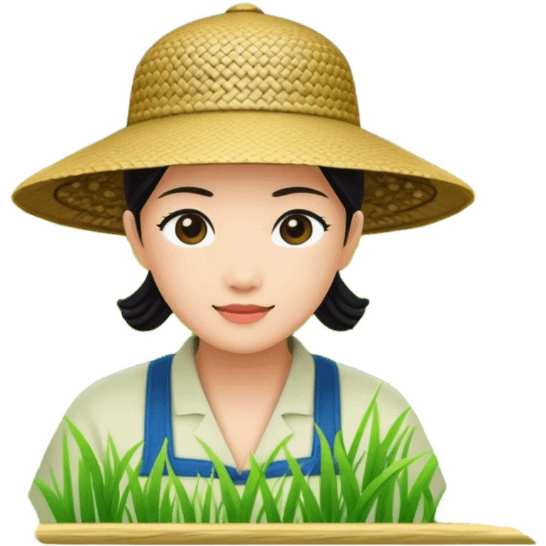 Cinematic Realistic image of a traditional rice farmer's hat, crafted from woven natural fibers with delicate texture details, set against a lush backdrop of vibrant green rice paddies under gentle, early morning light that evokes rural tradition. emoji