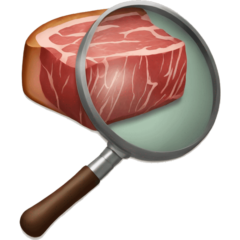 search icon with steak magnified inside emoji