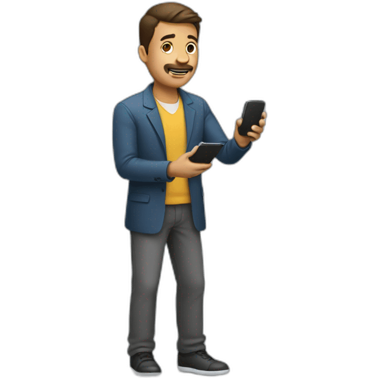 Man using mobile emoji