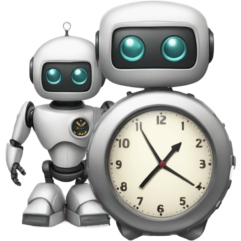 cute robot and a clock emoji