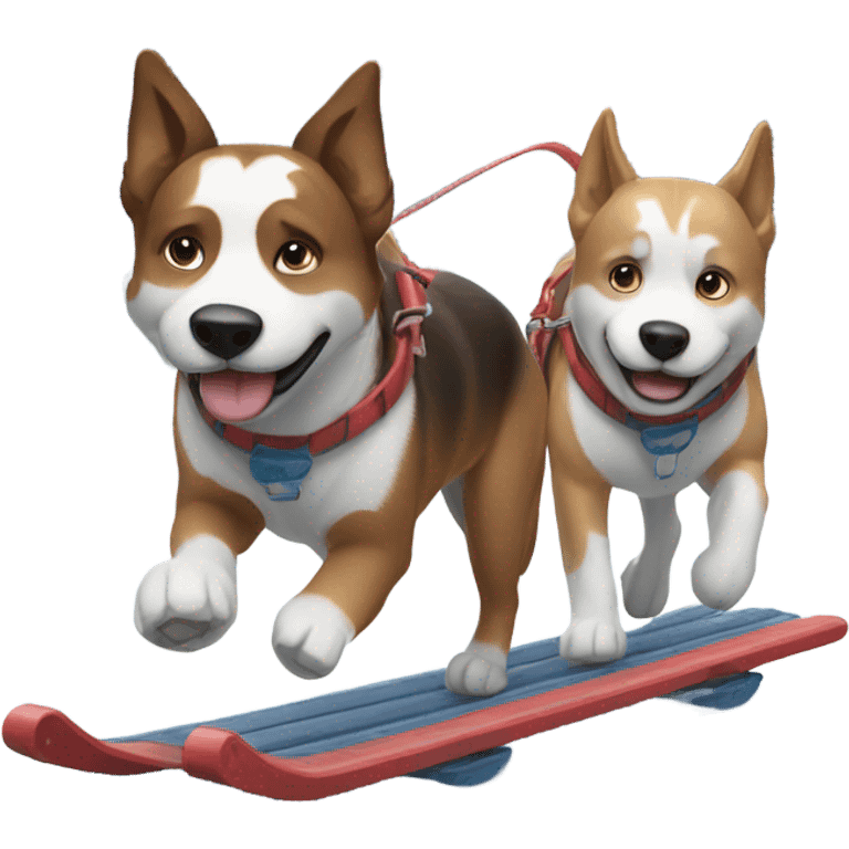 Snow dogs on sleds emoji