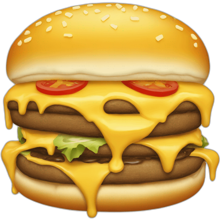 cheeseburger with a lot of melty cheese emoji