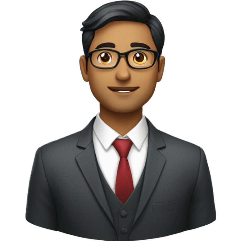 Indian man, young professional, wearing glasses, looking professional, in formal uniform, sighted left emoji