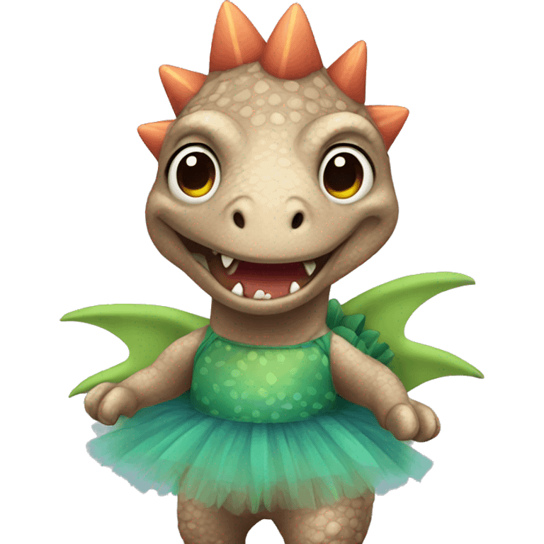 Dinosaur with a tutu emoji