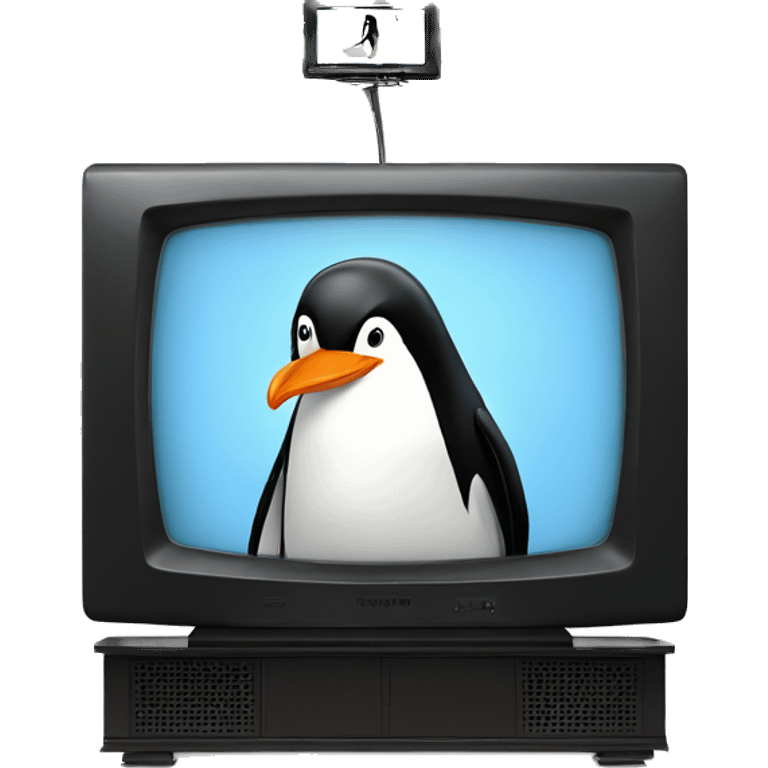 penguin on a flatscreen tv emoji