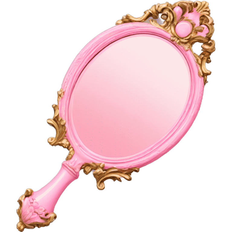 vintage rococo pink hand mirror emoji