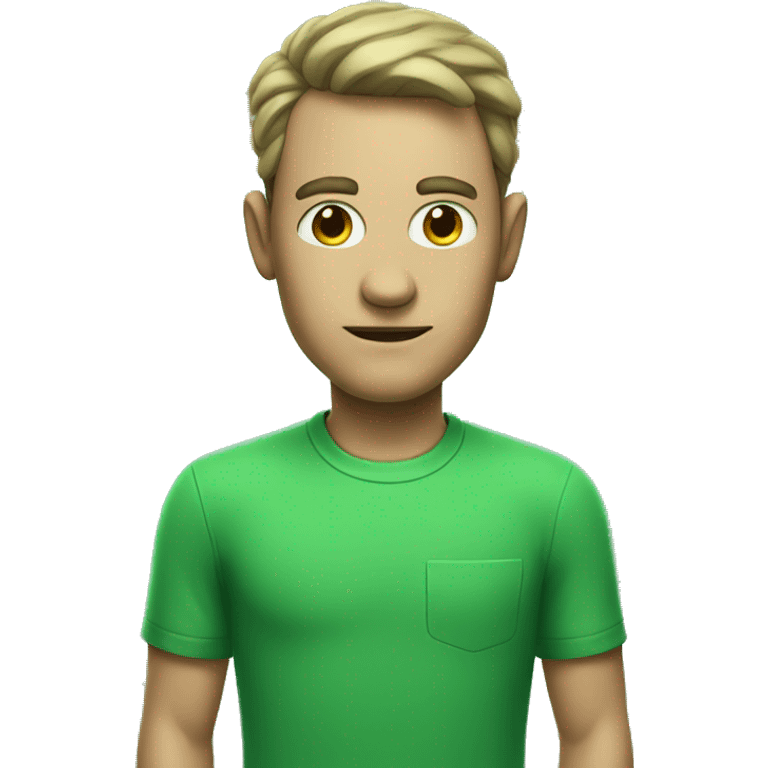 male portrait in green shirt alien in background  emoji