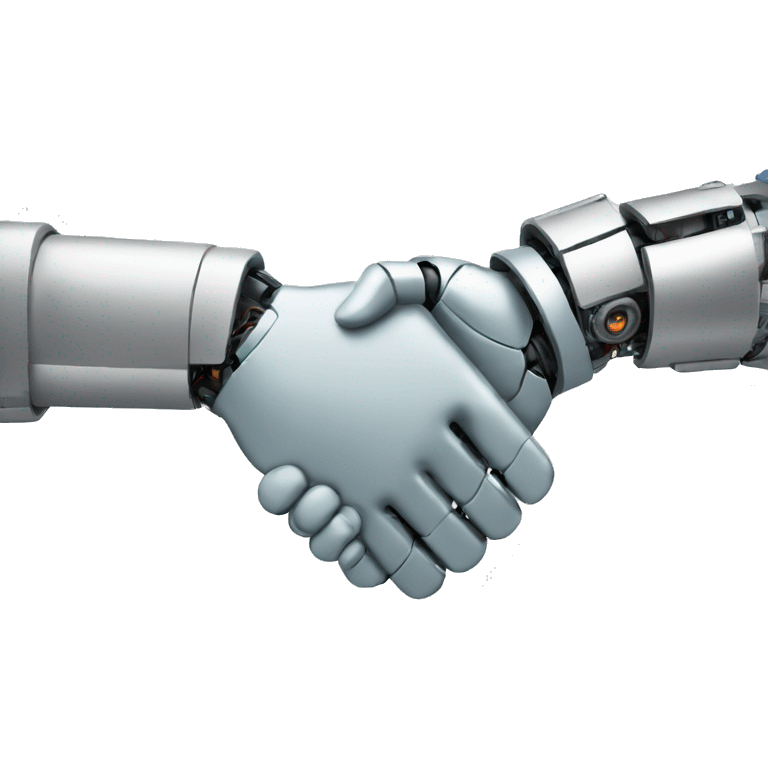 handshake with robot emoji