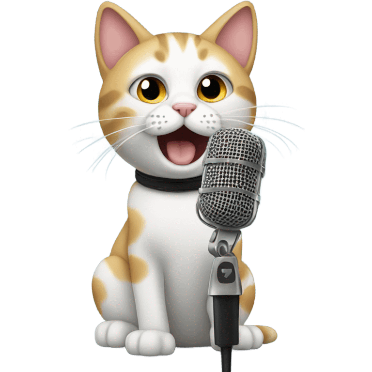 cat sining with a microphone emoji