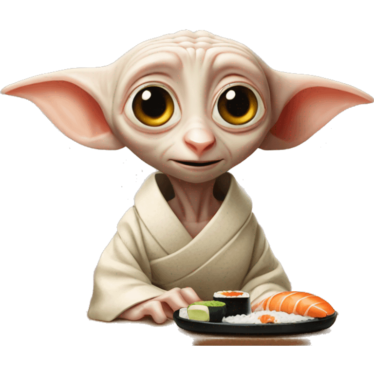 Dobby avec un sushi emoji