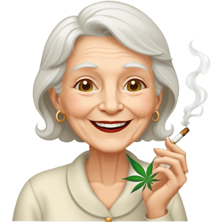 old white lady smoking weed emoji