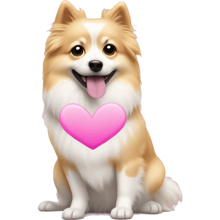 White and blonde spots spitz in a pink heart emoji