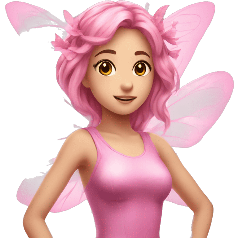 Anime fairy girl with pink clothes flying with fairy wings beautiful and elegant  emoji