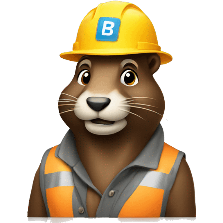 Side on Beaver wearing construction hat emoji