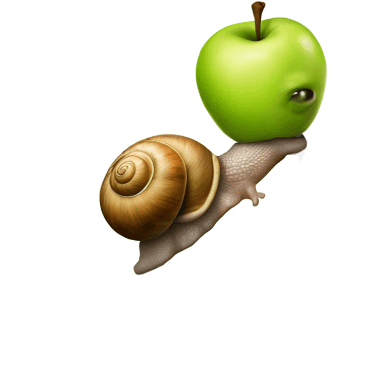 Snail climbing a tree to get a giant apple emoji