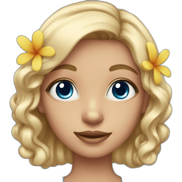 blue eyed girl with flower earrings emoji