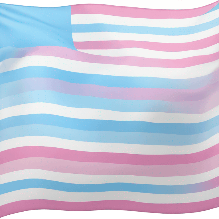 transgender pride flag with five horizontal stripes: light blue, pink, white, pink, and light blue emoji