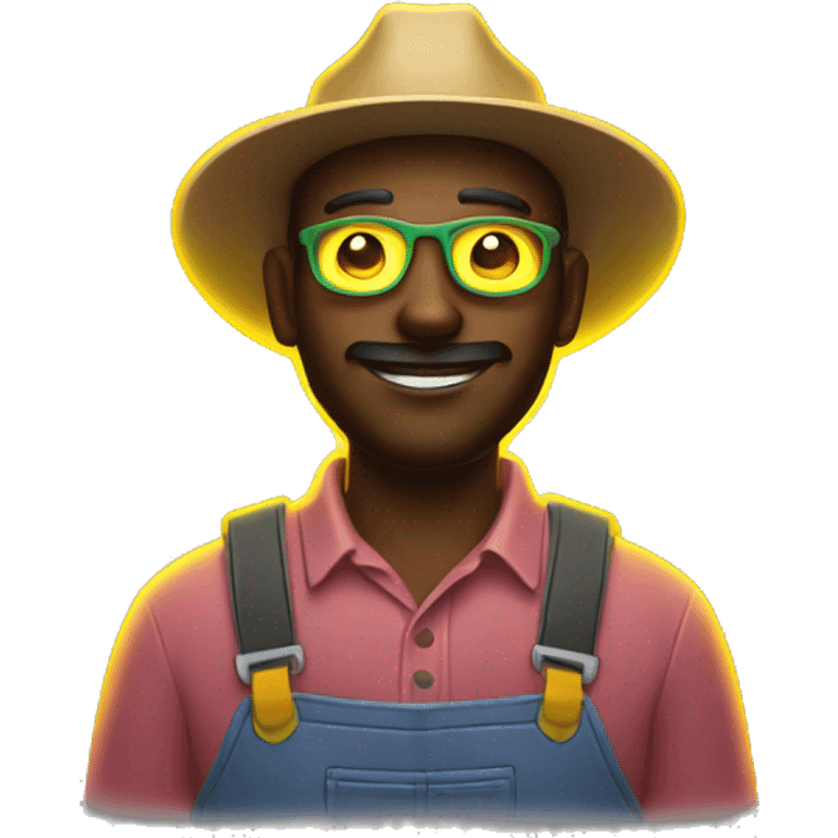 farmer with glowing neon elements emoji