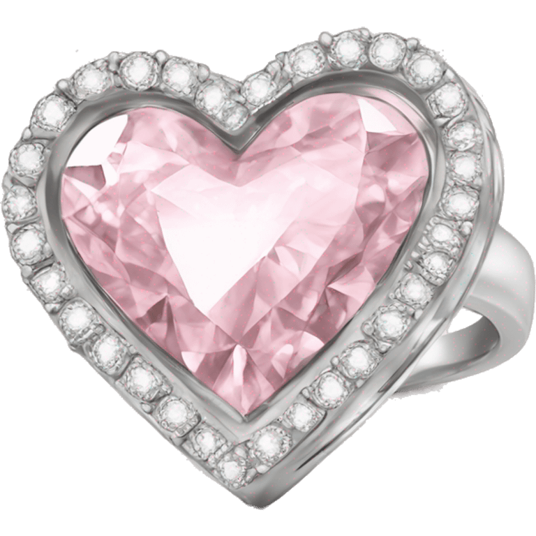 Diamond silver  ring light pink heart emoji