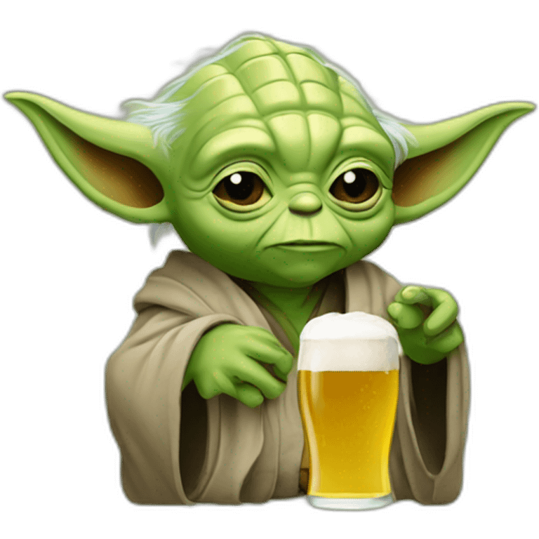 Yoda bois une bière emoji