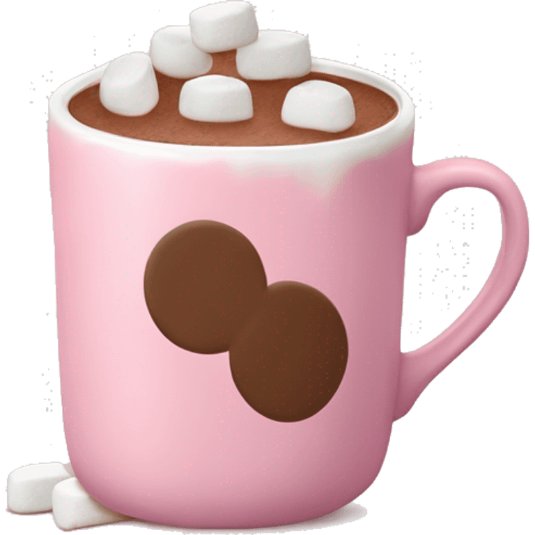 Light Pink mug of hot chocolate with marshmallows  emoji