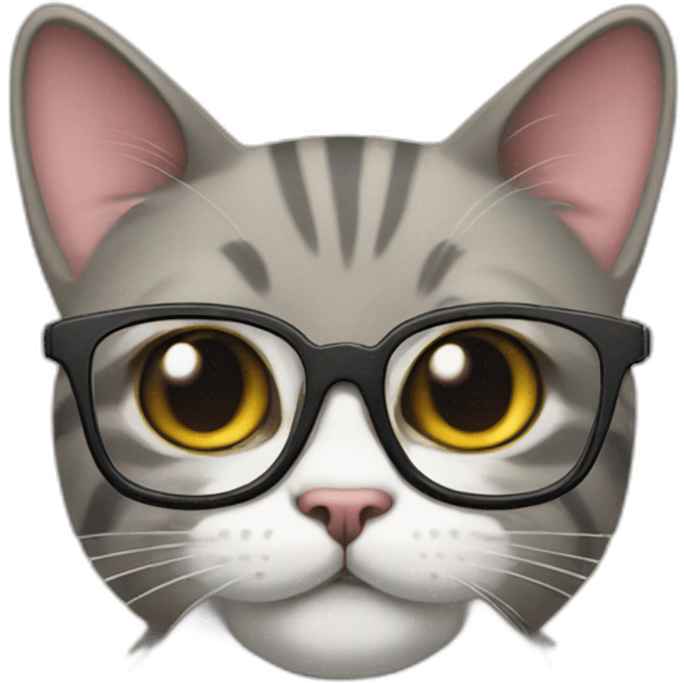 Neard cat wearing glasses and using a pc emoji