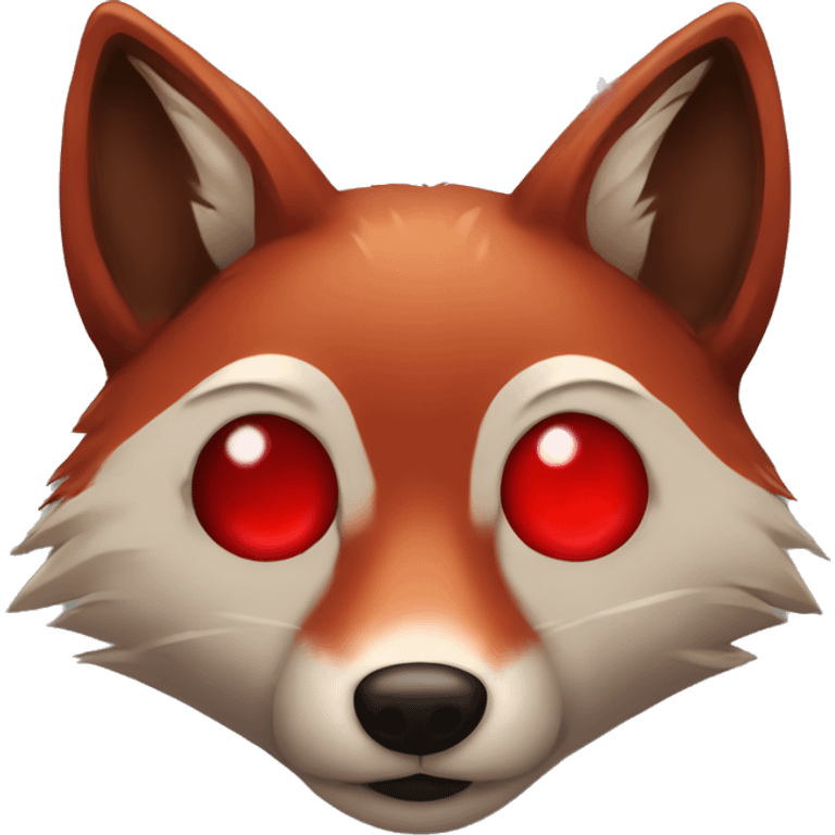 dark red fox face with tiny red heart instead of eyes emoji