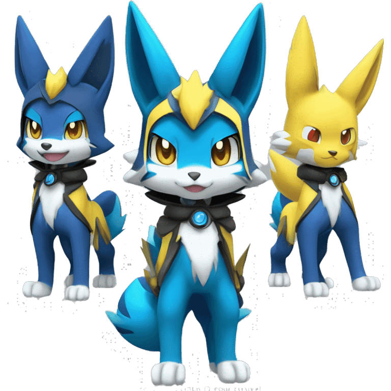 Anthro Cool Chibi Zeraora-Lucario-Renamon-Pokémon-Fakémon Full Body Detailed High Quality emoji