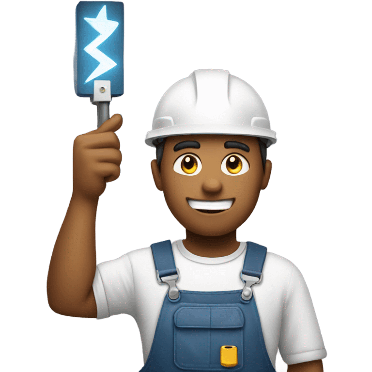 electrician holding high voltage sign emoji