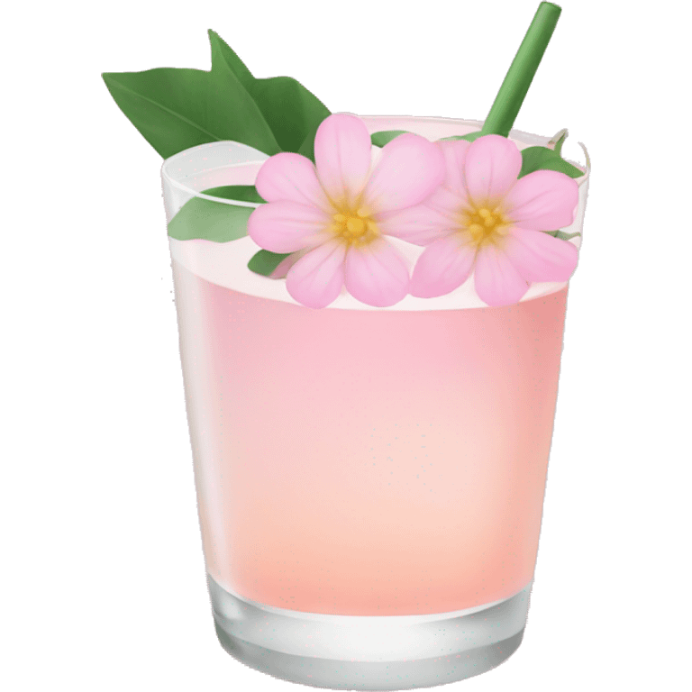 Cocktail with light pink flowers emoji