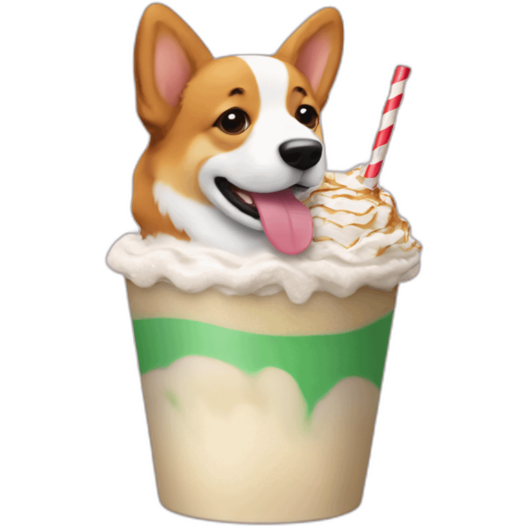 corgi drinking frappuccino emoji