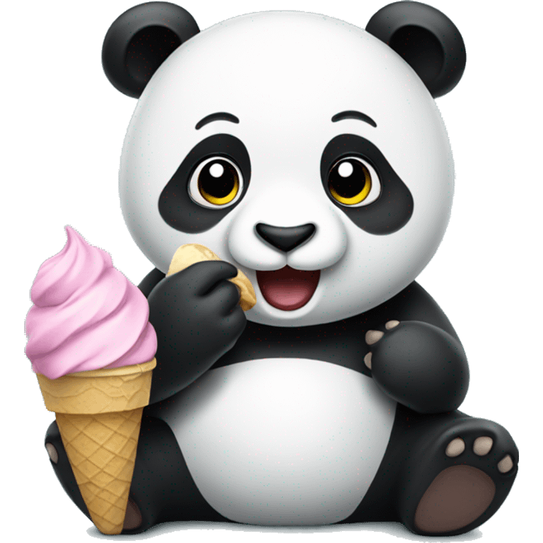 Panda eating ice cream emoji