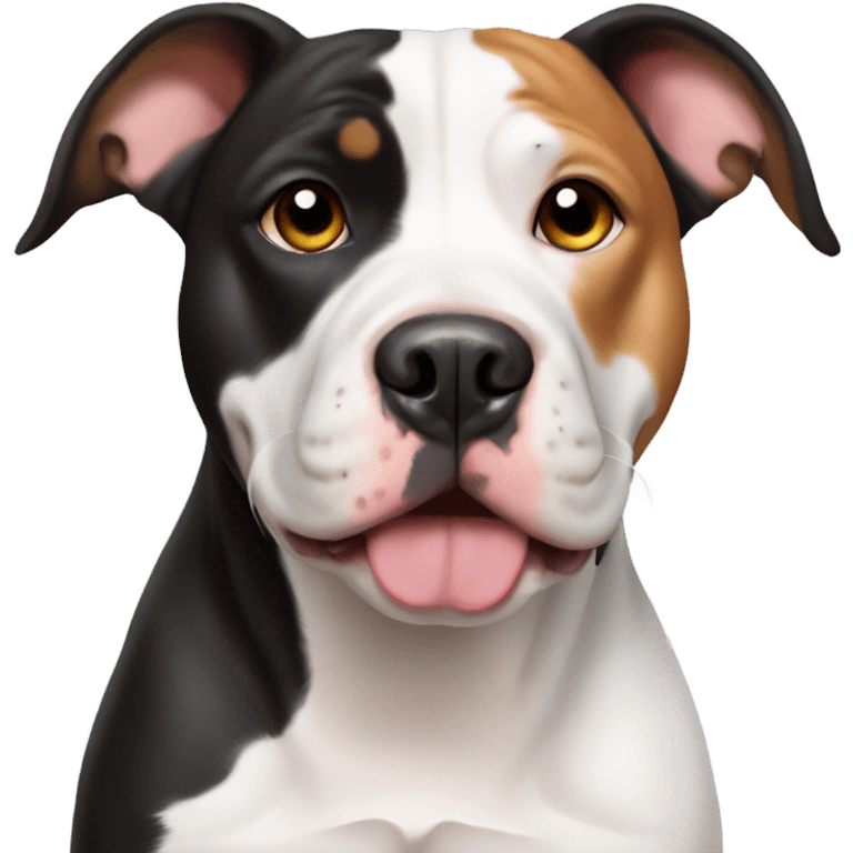 Black and white pitbull with beagle ears emoji