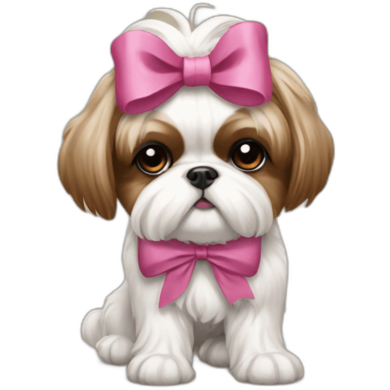 Dog Shih Tzu with a bow on head full-body emoji