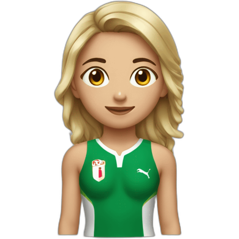 Une fille avec un maillot de l'Algérie emoji