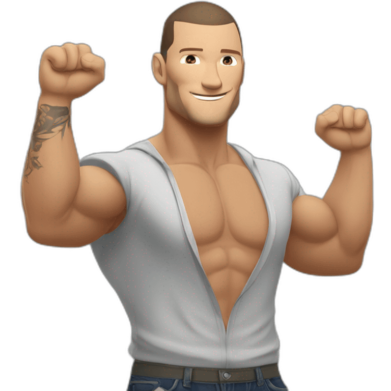 Randy Orton doing his arm raise pose with hands open emoji