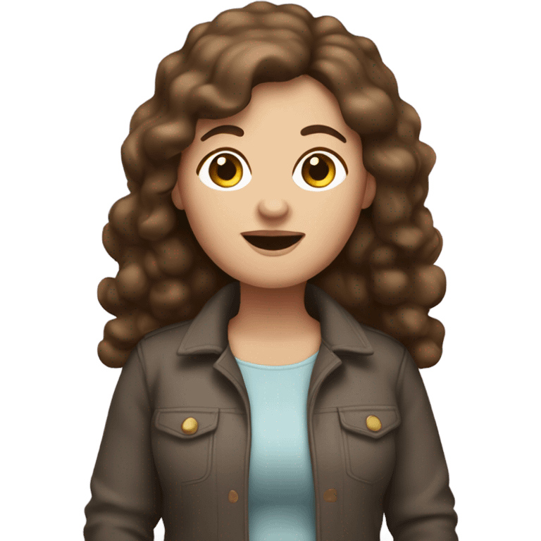 Chubby brown haired woman thin brown hair emoji